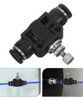 Slimline Pneumatic Needle Valve Set With Adjustable Air Flow Control And Push To Connect Fittings For Air Compressors PVC Plastic Material High Pressure Tolerance Ideal For Tight Spaces And Industrial Automation, black inline valve