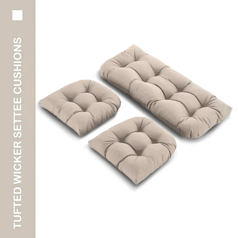 Outdoor Wicker Chair Cushions 3 Piece Set For Patio Furniture Includes One Loveseat Cushion 44x22x4 And Two U Shaped Cushions 22x22x4 Indoor Outdoor Use Fade Resistant And Waterproof Taupe