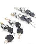 Spring Type Blade Linkage Lock For Filing Cabinets And Metal Cabinets, Heavy Duty Chrome Zinc Alloy Cam Lock With Latch, MA15 Style, No Key Required, Built To Last Chrome Finish For Cabinets And Mailboxes. Four chrome cabinet cam locks with keys