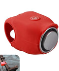 120dB Waterproof Silicone Bicycle Horn With 6 Sound Options Universal Handlebar Alarm For Adults Kids Bikes Scooters Ebikes Loud As Heck City Warning Bell Red mounted on bike handlebar