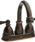 Two-Handle High Arc Bathroom Faucet in Mediterranean Bronze, 4-Inch Centerset, ADA Compliant, No-Fuss Install, Solid Brass Construction