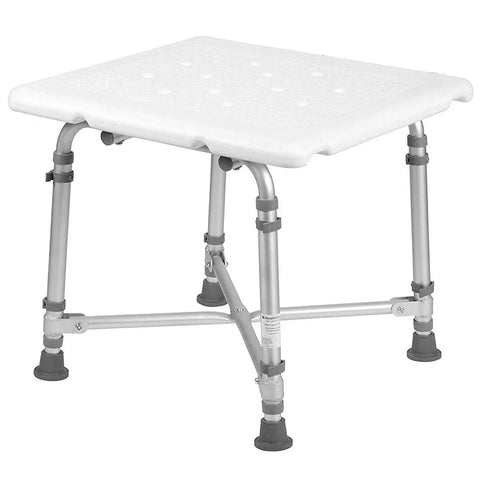 Heavy Duty Shower Chair For Tub Or Shower Bench With No Tools Needed, Adjustable Height, Non Slip Aluminum Frame, Lightweight Bath Seat