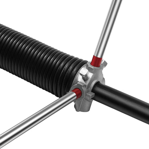 Two Pack Winding Bars For Garage Door Torsion Springs One Half Inch Diameter By Seventeen Point Five Inch Length Heat Treated Forty Five Steel With Knurled Non Slip Handle Handy Heavy Duty DIY Tool For Safe Tensioning And Unwinding in use.