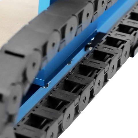 Close-up of the cable chain system on Heavy Hitting 3 Axis CNC Router Machine With 500W Air Cooled Spindle.