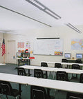 Classroom with fluorescent lighting, Emergency Battery Backup for Fluorescent Ballasts, T8 Compatible, 550 Lumen Output, 90 minute operation