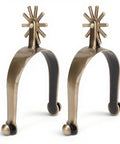Western Cowboy Spurs 2 Pieces Zinc Alloy With Turnable Gear Carved Decorative Horse Boot Spurs For Men And Women