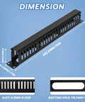 Dimensions of Four Pack 19 Inch 1U Server Rack Cable Management Kit With 24 Slot Horizontal Cable Raceway Gear