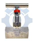 Front view of Stainless Steel 316 Straight Needle Valve, 1/4 NPT Female Inlet And Outlet, Up To 6000 PSI