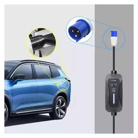 Portable Level 2 EV Charger With J1772 Type 1 Plug 32A 7.2kW EVSE 1 Phase Adjustable Current Rugged Cable Home Charging Station