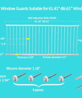 Diagram of Extra Wide Window Safety Gate For Home Use Kid And Pet Proof Pressure Mounted No Drilling Easy Install