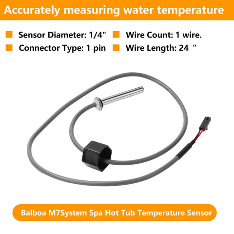 Hot Tub Sensor Kit Dual Purpose 24 Inch Temperature And Hi Limit Sensor For Balboa M7 Spa Heater System Replacement Two Pack