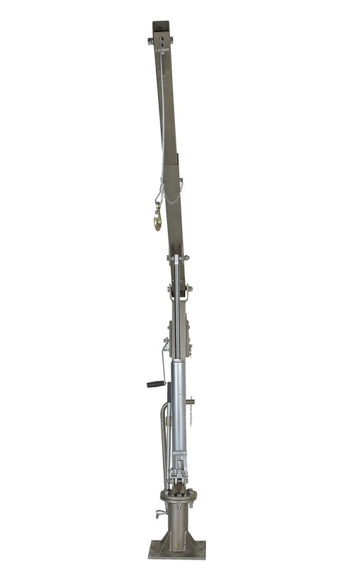 Heavy Duty Stainless Steel Truck Jib Crane With 1000 Lb Capacity And Telescoping Boom side view showing the lifting mechanism.