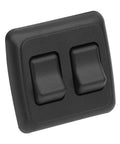 Heavy Duty 12V SPST On Off Toggle Switch With Bezel For RVs Campers Trailers Boats Power Your Lights Pumps Fans Vents And More UL CSA VDE Approved For Marine And Off Grid Use black bezel, front view