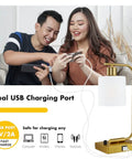 Gold Table Lamps Set Of 2 For Bedroom And Desk Lights No Brainer Stepless Dimmable USB Charging Bedside Lamps with people using USB