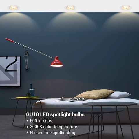 Gu10 Dimmable LED Bulbs 7W 500 Lumens 3000K Warm White Replacement For Track Lighting Bedroom Smooth Dimming Spotlight