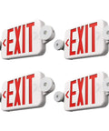 4 Pack Red Exit Sign With Emergency Lights And Battery Backed LED Adjustable Head Emergency Lights For Hard Wired Commercial Use