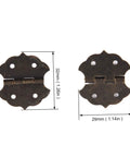 Antique Bronze Flower Pattern Hinges For Small Cabinets And Wooden Boxes, Decorative Butt Hinge With 4-Hole Mount, 29x32mm, Includes Screws