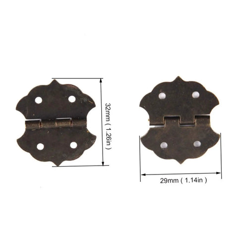 Antique Bronze Flower Pattern Hinges For Small Cabinets And Wooden Boxes, Decorative Butt Hinge With 4-Hole Mount, 29x32mm, Includes Screws