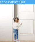 Adjustable Cat Door Stopper That Holds Entryways Wide While Keeping Pups Out Zero Drill Setup. Child reaching for a door with a safety lock.