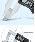 Digital Caliper 0-800mm/31.5 Inch showing outer and inside diameter measurements on LCD display.