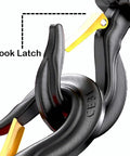 Close-up of durable hook latch on Built Like A Tank One Ton Manual Hand Chain Hoist, showing heavy-duty steel design.