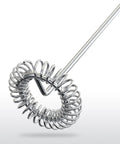 Close-up of stainless steel whisk on Hardcore Milk Frother For Coffee Fast Handheld Drink Mixer Battery Operated Wand