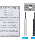 Guitar Tuner Drill Jig Made Of Stainless Steel For Pin Mount 6 In Line Machine Heads Easy Install Precise Hole Alignment Compatible With Fender Stratocaster Telecaster And Squier Electric Guitars with drill bits and instructions