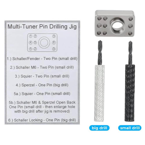 Guitar Tuner Drill Jig Made Of Stainless Steel For Pin Mount 6 In Line Machine Heads Easy Install Precise Hole Alignment Compatible With Fender Stratocaster Telecaster And Squier Electric Guitars with drill bits and instructions