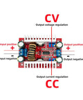 Kickass Four Pack Of 400 Watt Step Up Boost Converter Modules With Wide Adjustable Output Range and Heavy Duty 15 Amp Constant Current Regulation For Automotive And Tech Projects, PCB module showing input and output terminals.