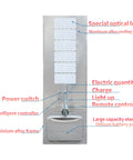 Heavy Duty Solar Streetlights For Patios And Driveways, IP66 Waterproof Motion Sensor Lithium Cell Dusk Till Dawn LED Flood Beam No Wiring Headaches Parking Lot Lighting 40W with labeled features including power switch and battery pack.