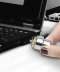 Secure 6 Foot Cut Resistant Laptop Lock Cable With 360 Degree Rotating Lock For 7x3mm Wedge Slot Laptops in use