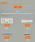 Contents of Heavy Duty Anti Tip Furniture Wall Straps Kit with screws and anchors, 6 pack, adjustable safety straps, white.