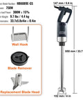 Beast 750W Commercial Immersion Blender With 20 Inch Shaft Copper Motor Variable Speed 304 Stainless Steel Blade Pro Grade Hand Stick Mixer