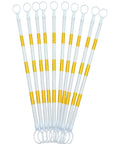 Hella Rugged Retractable Traffic Barricade Bars 10 Pack Extendable 4 To 7 Feet with yellow and white stripes for road work