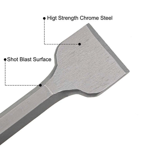 Uxcell scraping masonry chisel head with hex shank, 50mm dia, chrome steel, shot-blast finish