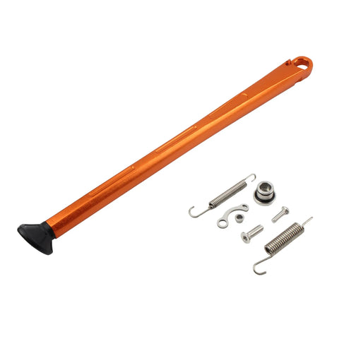 Orange Dirt Bike Kickstand Foot Side With Spring For KTM XC XCW XCF XCFW EXC EXCF EXCR Models, CNC Machined Aluminum, components shown