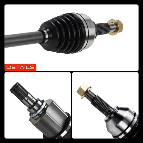 Close-up views of CV Axle Shaft Assembly Front Left Driver Side For Altima 2007-2013 2.5L Auto CVT, Sentra 2007-2012 Auto CVT