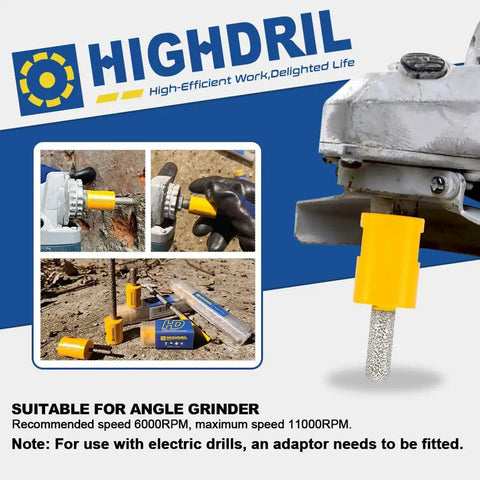 Diamond Mortar Raking Bit, Two-Piece Set, shown attached to an angle grinder for removing old mortar, blown bricks, and damaged stone.