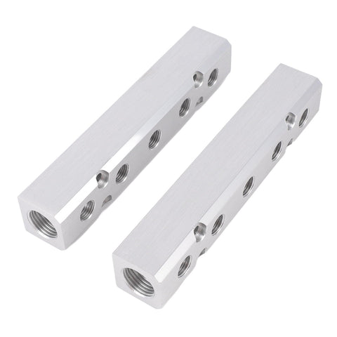 Five Way Seven Port Air Manifold With One Quarter Inch NPT Output And One Half Inch NPT Supply Port Aluminum Alloy Pneumatic Distribution Block