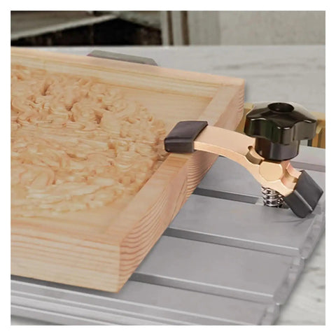 Flexible T-Slot Hold Down Clamps For CNC Router, Adjustable Rotating Pivot And Height securing wooden piece for engraving project