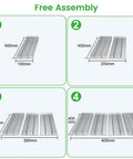 Tyvok honeycomb laser bed panels, aluminum, for 400×400mm and 400×300mm sizes, four-step assembly diagram