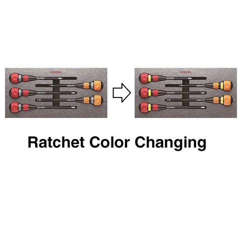 Ball Grip Ratchet Screwdriver Set 5 Piece With 36 Tooth Gear For Smooth Fine Turn Screw Driving CrV Alloy Steel Shanks EVA Foam Inlay Case Made In Thailand Pro Grade Hand Tool Kit For Quick Clean Turnin Jobs