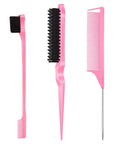 3 Pcs Slick Back Hair Brush Rat Tail Comb Edge Brush Set For Girls Kids Toddlers Sleek Ponytail Bun Edge Control And Smoothing Baby Hair Flyaways