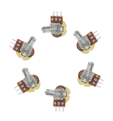 Potentiometer Kit With 10K 20K 50K 100K Ohm Linear Taper Rotary B Type Pots For Audio Gear arranged in circle