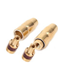 Mig Welding Gun Accessory Kit 0.030 Inch For M-10 M-15 H-9 H-10 Welders, two brass gas diffusers and nozzles close-up view
