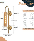 Amber Glass Wall Sconce With Brass Tube, 1 Light Modern Mid Century Vanity Fixture product dimensions and specifications.