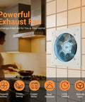 Kitchen wall-mounted Workhorse 8 Inch Exhaust Fan With 735 CFM Wall Mount Ventilation For Kitchen Bathroom Garage Attic Ceiling