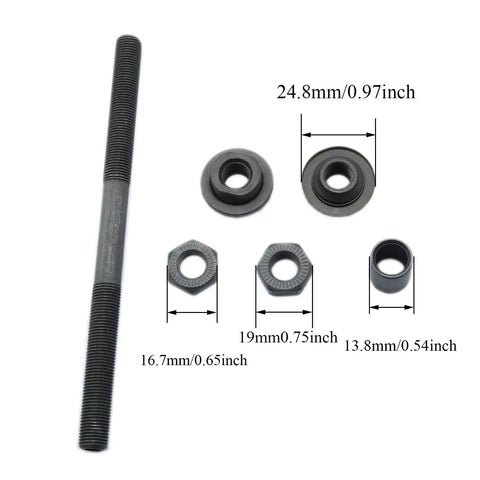 Dope Hollow Bike Axle Kit For Front And Rear Quick Release Hubs 108mm And 145mm Mountain Bike Upgrade kit parts with sizes.