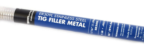 ER309L Stainless Steel TIG Filler Metal Pro Grade 1/16 Inch By 36 Inch 1 Pound Rod packaging