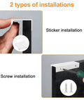 8 Pack Finger Edge Drawer Pulls installation methods, showcasing self adhesive and screw options, white finish for wardrobe and cabinets.